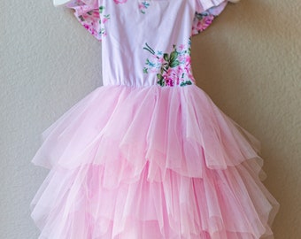 SALE - Paris & Nicky Dress - Little Sister Big Sister Floral Dress - Birthday Dress Size 3 - Size 7 - Coordinating Sisters Dresses