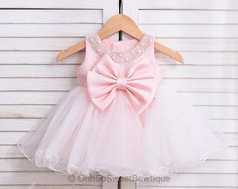 SALE - Brielle Dress - Girls Satin Dress Size 18-24 Months - Pink Satin Tulle Dress - Girls Party Dress - Ready to Ship