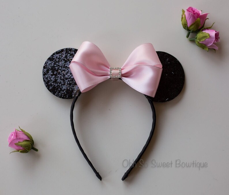 Girls Minnie Mouse Dress and Ears Set 1st 2nd Minnie Mouse Birthday Adorable Pink and Black Minnie Mouse Outfit Princess Minnie