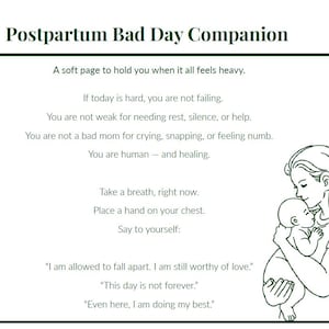 Postpartum Bad Day Companion, Instant Download PDF (Great for Therapists)