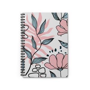 Modern Pink Botanical Spiral Notebook - Ruled Line