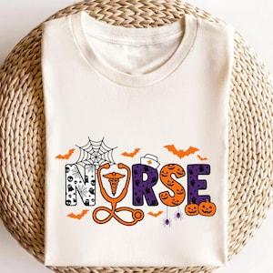 Nurse Halloween Graphic Tee, Spooky Medical Apparel, Gift for RN, Funny Fall Nursing Student Shirt, Cute Ghost Pumpkin