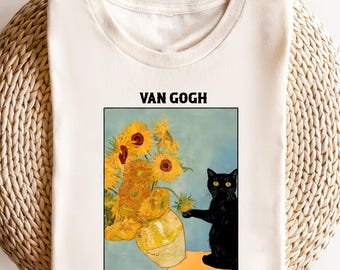 Van Gogh Cat Sweatshirt, Cute Black Cat Shirt, Cat Lovers Gift, Van Gogh Black Cat Shirt, Aesthetic Painting Shirt, Funny Art Lover Sweater