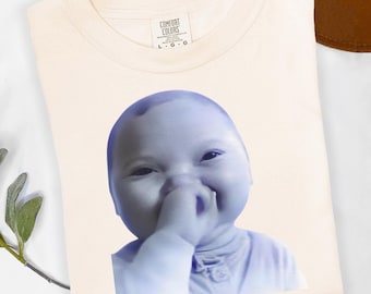Viral AI Baby Laughing Meme Comfort Colors Shirt, Funny Trend Y2K Streetwear Niche Baby Tee, Tuff  Holding Back a Laugh Tee, AI Baby Meme