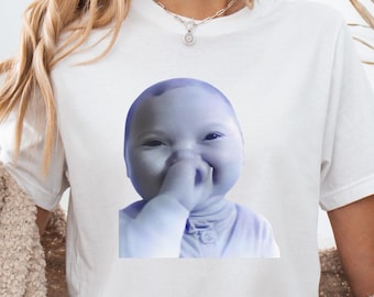 Viral AI Baby Laughing Meme Shirt, Funny Trend Y2K Streetwear Niche Baby Tee, Trending Baby Holding Laugh, Shirt, AI Baby Meme Sweatshirt