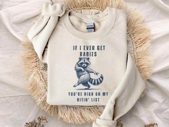 If I Ever Get Rabies You’re High on My Bitin’ List Shirt, Funny Viral Shirt, Funny Raccoon Shirt, Sassy Raccoon Tee, Raccoon Meme Sweatshirt
