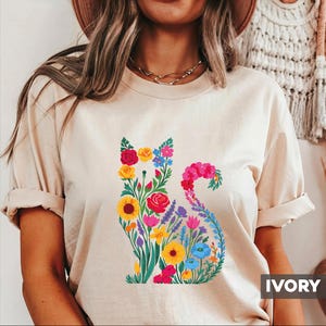 Floral Cat Mom Shirt: Soft Cotton Tee, Purr-fect Gift