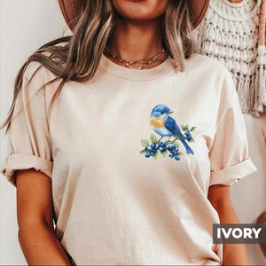 Comfort Colors Bird and Blueberry T-Shirt: Vintage Unisex Tee