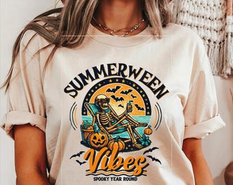 Summerween Skeleton T-Shirt: Spooky Beach Halloween Tee