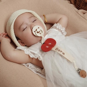 Adorable Apple - Shaped Pacifier Leash, 100% Cotton, Customized with Baby's Name - Ideal Baby Pacifier Anti - loss Gadget & Gift