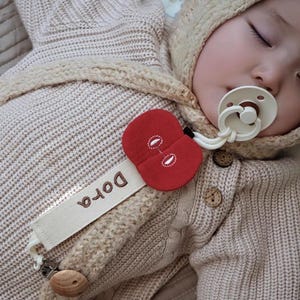 Adorable Apple - Shaped Pacifier Leash, 100% Cotton, Customized with Baby's Name - Ideal Baby Pacifier Anti - loss Gadget & Gift