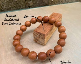 Sandalwood bracelet – Handmade Spiritual Jewelry, Unisex Adjustable, Eco Friendly Gift from Indonesia