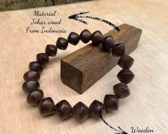 Johar-houten armband – handgemaakte spirituele sieraden, uniseks verstelbaar, milieuvriendelijk cadeau uit Indonesië