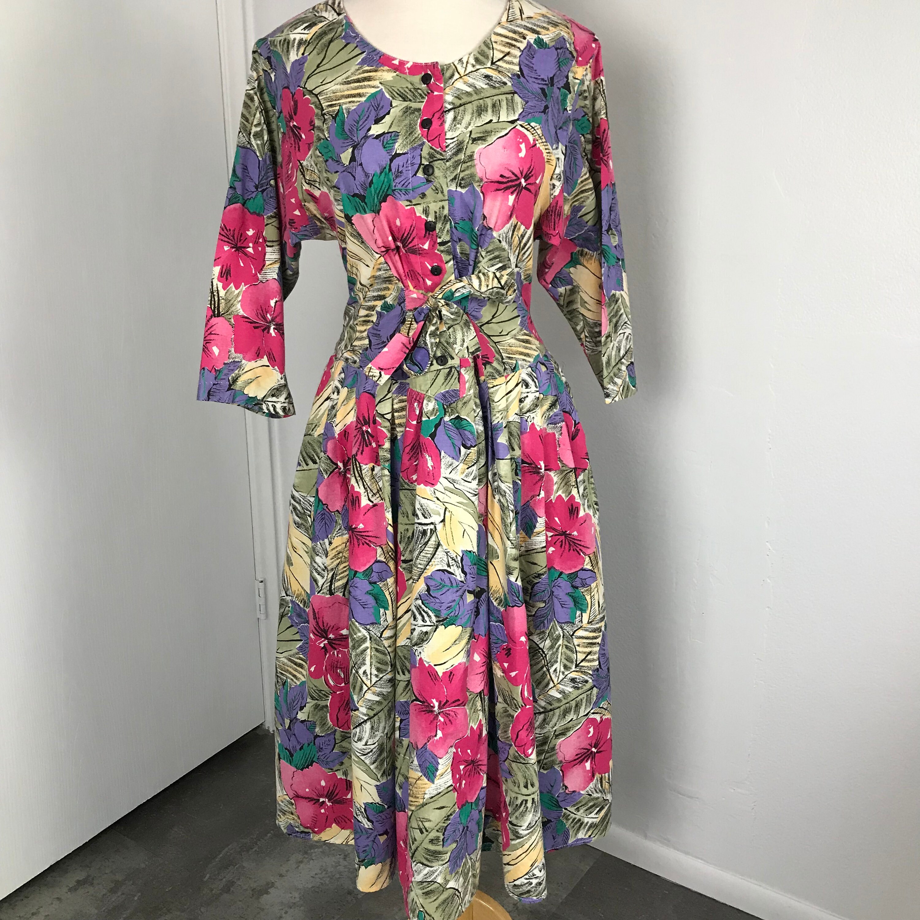 1980s floral dress