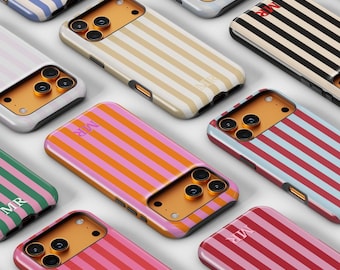 Etui na telefon z niestandardowymi paskami z monogramem, spersonalizowany estetyczny design