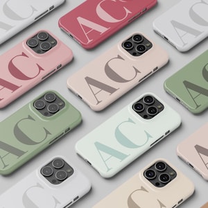 Initialen iPhone Case Monogram Phone Cover voor iPhone 16 15 14 13 12 11 Pro Max MagSafe, Samsung Galaxy S25 S24 S23, Google Pixel 9 8 7