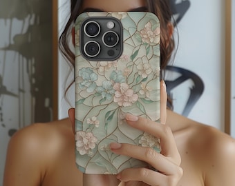 Telefoonhoesje glas-in-lood bloemen: stevige hoes 3D-mozaïek