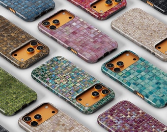 Retro Tile Pattern Phone Case, Glass Art Mosaic Design, for Her