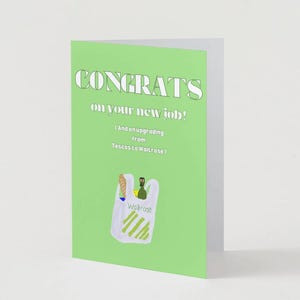 Nouvelle carte de travail drôle | Humour britannique Waitrose Thème | Téléchargement numérique | Carte de départ imprimable | Cadeau collègue de travail