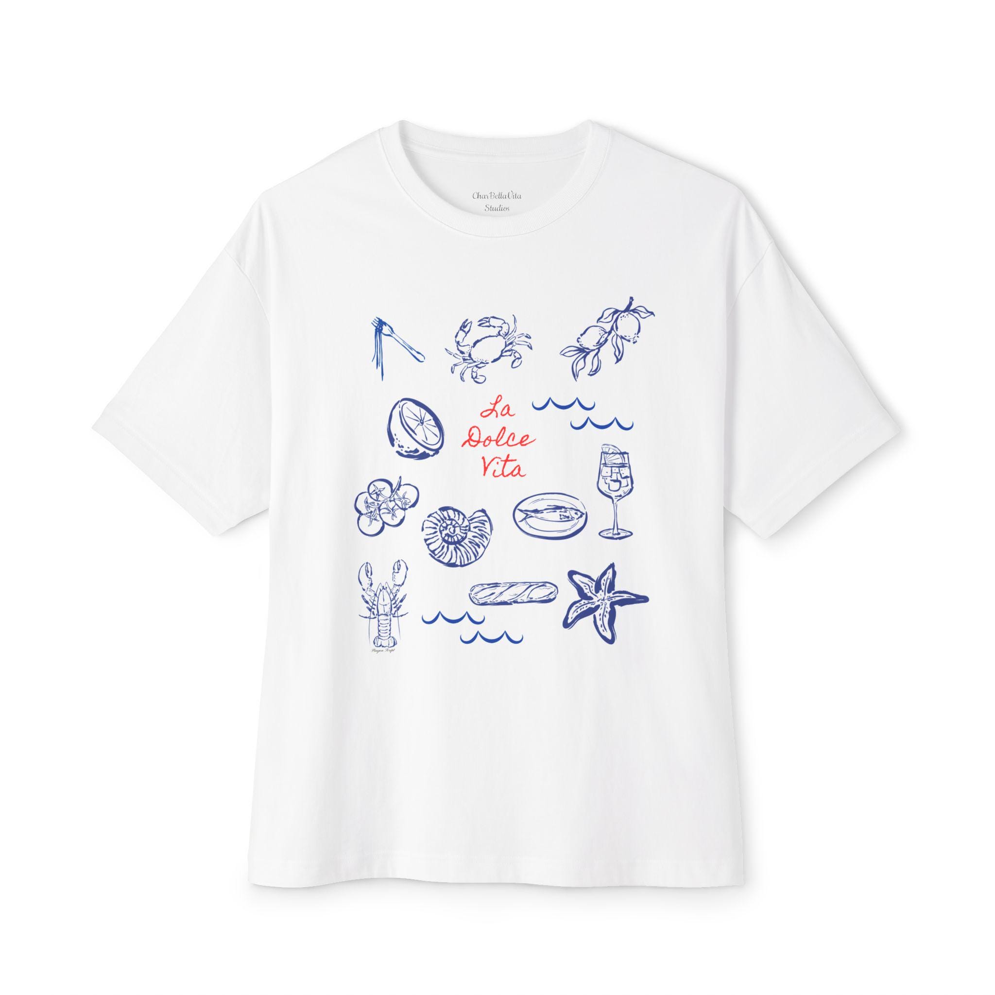 Bella+Canvas Luxury Boxy La Dolce Vita T-Shirt - Italian Food & Travel Graphic Tee - Mediterranean Summer Vibes