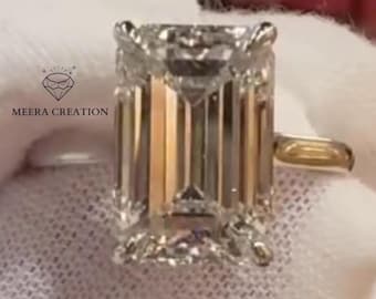 Emerald Cut Moissanite Engagement Ring Emerald Bridal Engagement Ring Emerald Cut Gold Ring Solitaire Wedding Ring For Her Emerald Cut Ring