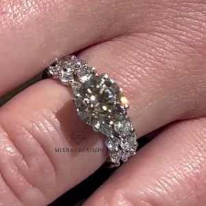 Simple Round Cut Moissanite Engagement Ring Set Bridal Ring Set Wedding Ring Set For Her Round Cut Full Eternity Matching Band Set