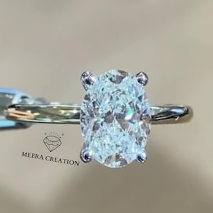 Oval Diamond Engagement Ring Sterling Silver Wedding Ring Oval Moissanite Ring Oval Solitaire Ring For Her SolidGold Bridal Ring Simple Ring