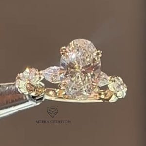 Oval Cut Moissanite Engagement Ring Marquise Accent Band Vintage Style Promise Ring Sterling Silver Wedding Anniversary Ring Gift For Women