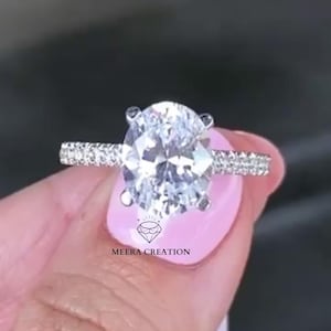 Oval Moissanite Verlobungsring 14K Solid Gold Brautring Versprechen Ring Jahrestag Geschenke Versteckter Heiligenschein Set Oval Solitär Ring Geschenk