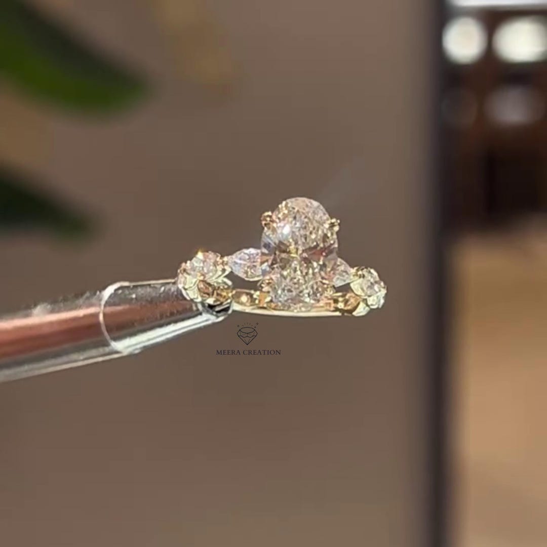 Oval Cut Moissanite Engagement Ring 14k Solid Gold Ring Anniversary ...