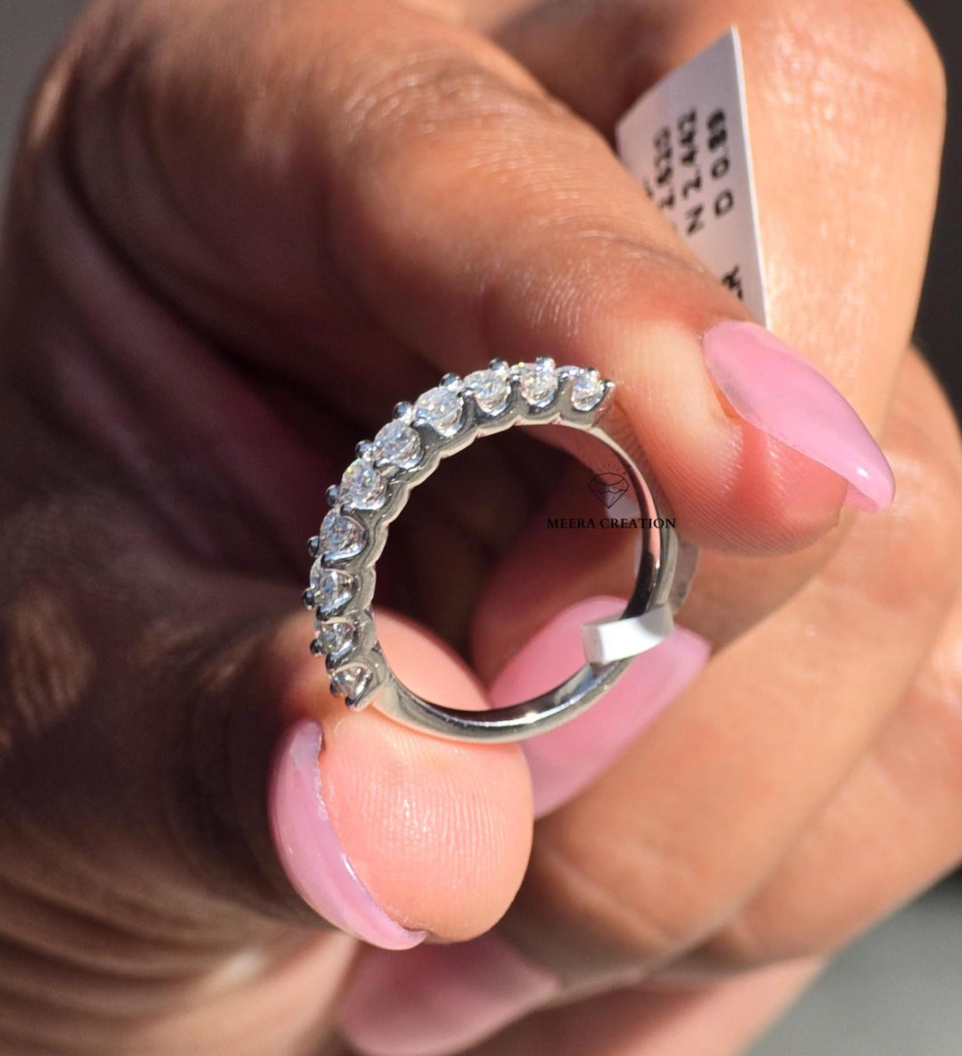 Round Cut Half Eternity Band 14k Gold Diamond Eternity Ring Stackable ...