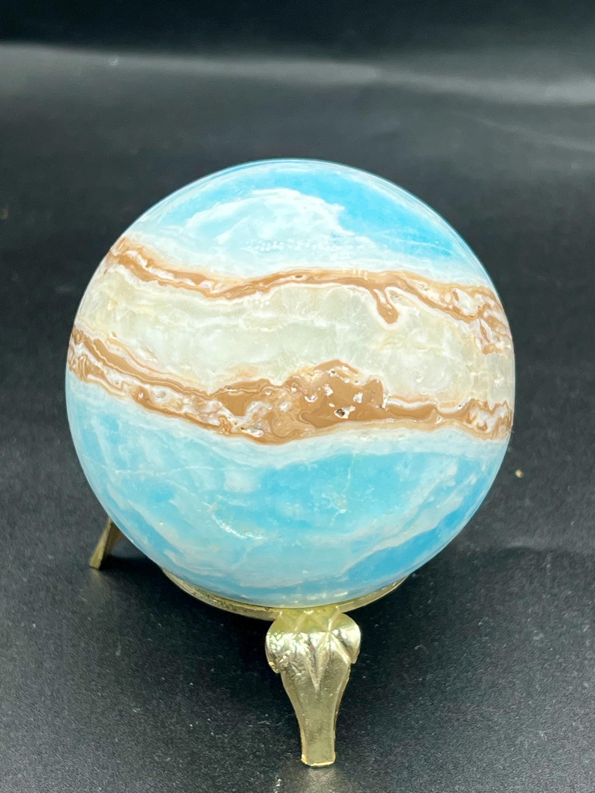 カリビアンブルーカルサイトスフィア：ビーチクリスタルデコレーション