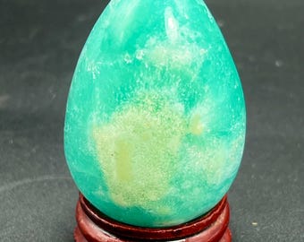 Blue Aragonite Egg: Natural Stone Display, 108 gram