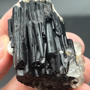 Etched Black Tourmaline with Quartz - 65 gram