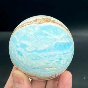 Caribbean Blue Calcite Sphere: Beachy Crystal Decor (430 gram)