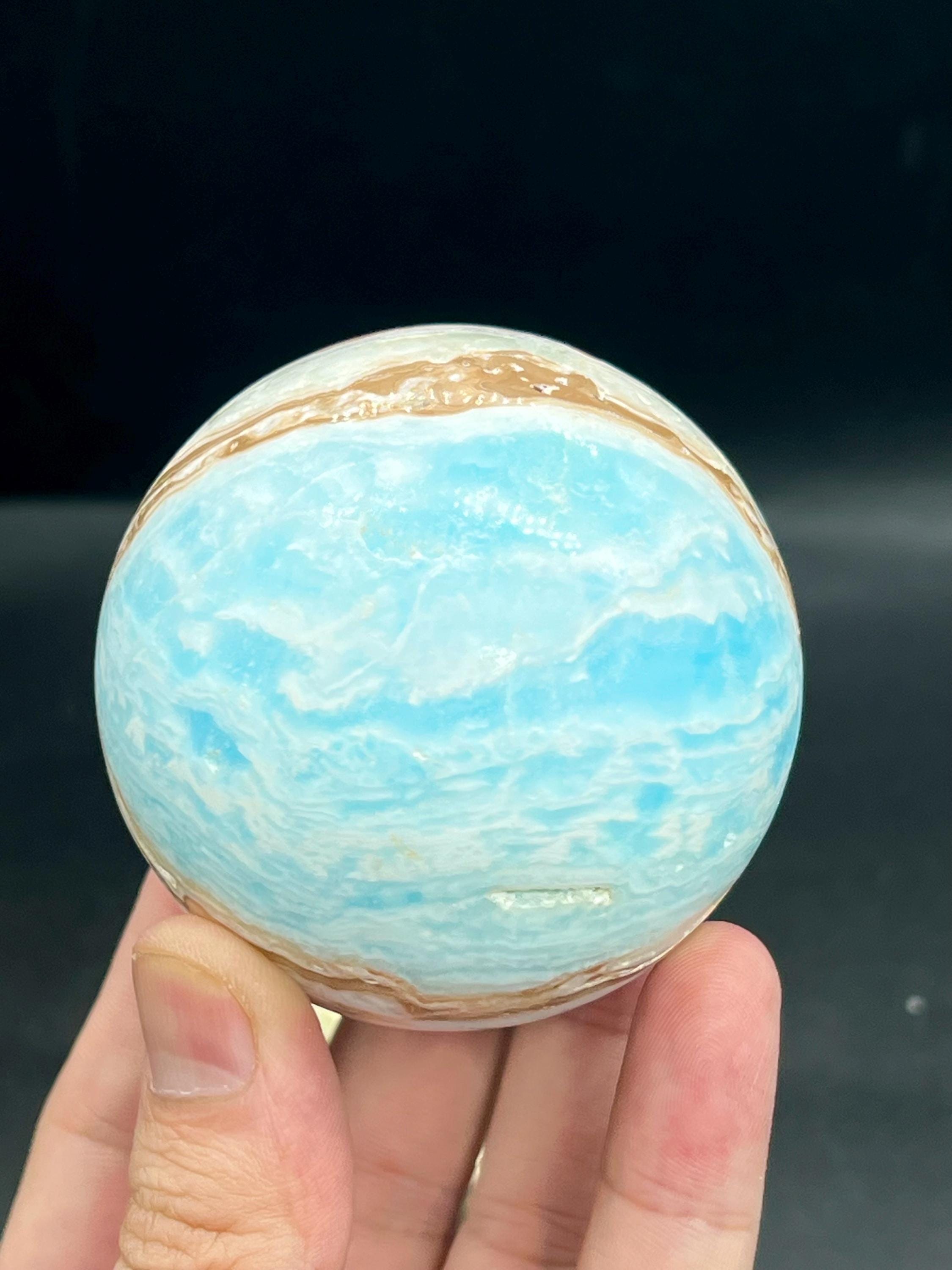 カリビアンブルーカルサイトスフィア：ビーチクリスタルデコレーション