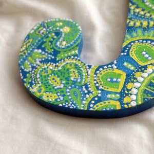 Green, Blue and Yellow Paisley Letters image 4