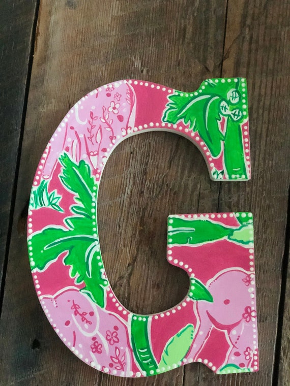 lilly pulitzer inspired letters flamingo pink taboo