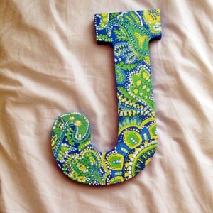 Green, Blue and Yellow Paisley Letters image 5