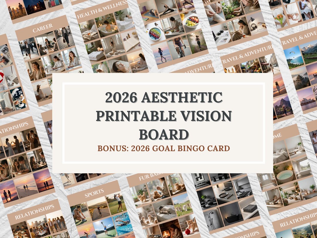 2026 Printable Vision Board Bundle Manifestation Kit Zielplaner ...