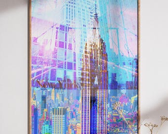 Colorful Empire State Building Print: Modern NYC Wall Art (Digital Download)