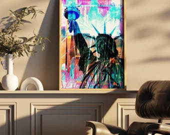 Statue of Liberty Pop Art Print: Vibrant NYC Skyline Poster (Digital Download)