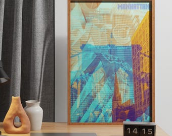 Manhattan Collage Print: Abstract New York City, World Trade Center (Digital Download)
