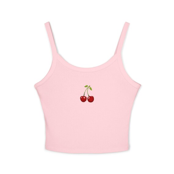 トップス Cherry Pattern Strap Top Cherry Shipping in mid-August]Cherry Pattern Strap Top