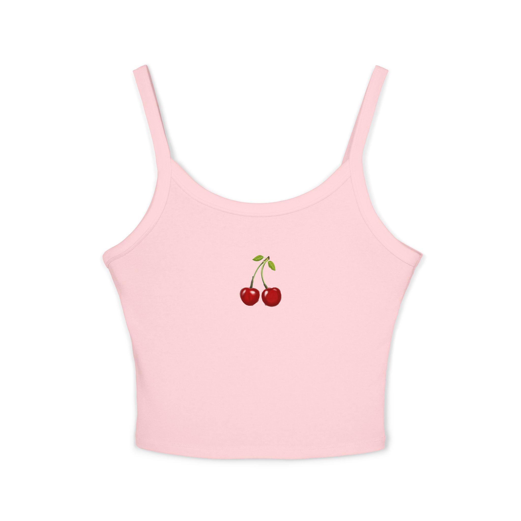 トップス Cherry Pattern Strap Top pale mauve S Cherries Tank Top - Spaghetti Strap, Women's, Summer Fruit