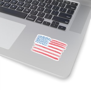 American Flag Sticker - Kiss-Cut, Patriotic USA Decal, Independence Day Label, Fourth of July Celebration Decor, Red White Blue Adhesive