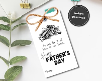 Printable Father's Day Gift Tags – Fix-It Hero (Digital Download)
