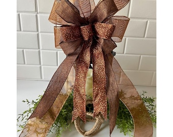 Rustic Brown Farmhouse Everyday All Seasons Wreath and Lantern Bow