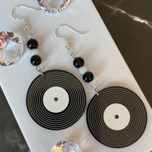 Vinyl Record Dangle Earrings: Retro 70s 80s Music Jewelry