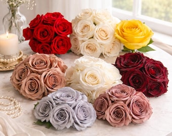 Silk Roses BUNDLE OF 5 High Quality Artificial Flowers (9cm) Choice of Colour